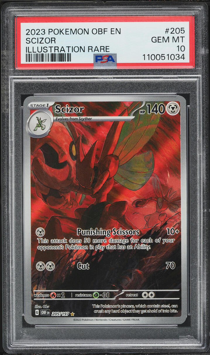 2023 Pokemon Scarlet & Violet Obsidian Flames IR Scizor #205 PSA 10 GEM MINT