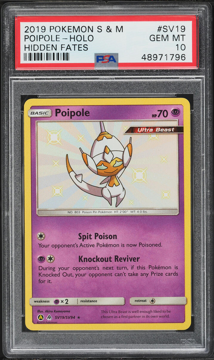 2019 Pokemon Sun & Moon Hidden Fates Shiny Poipole #SV19 PSA 10 GEM MINT