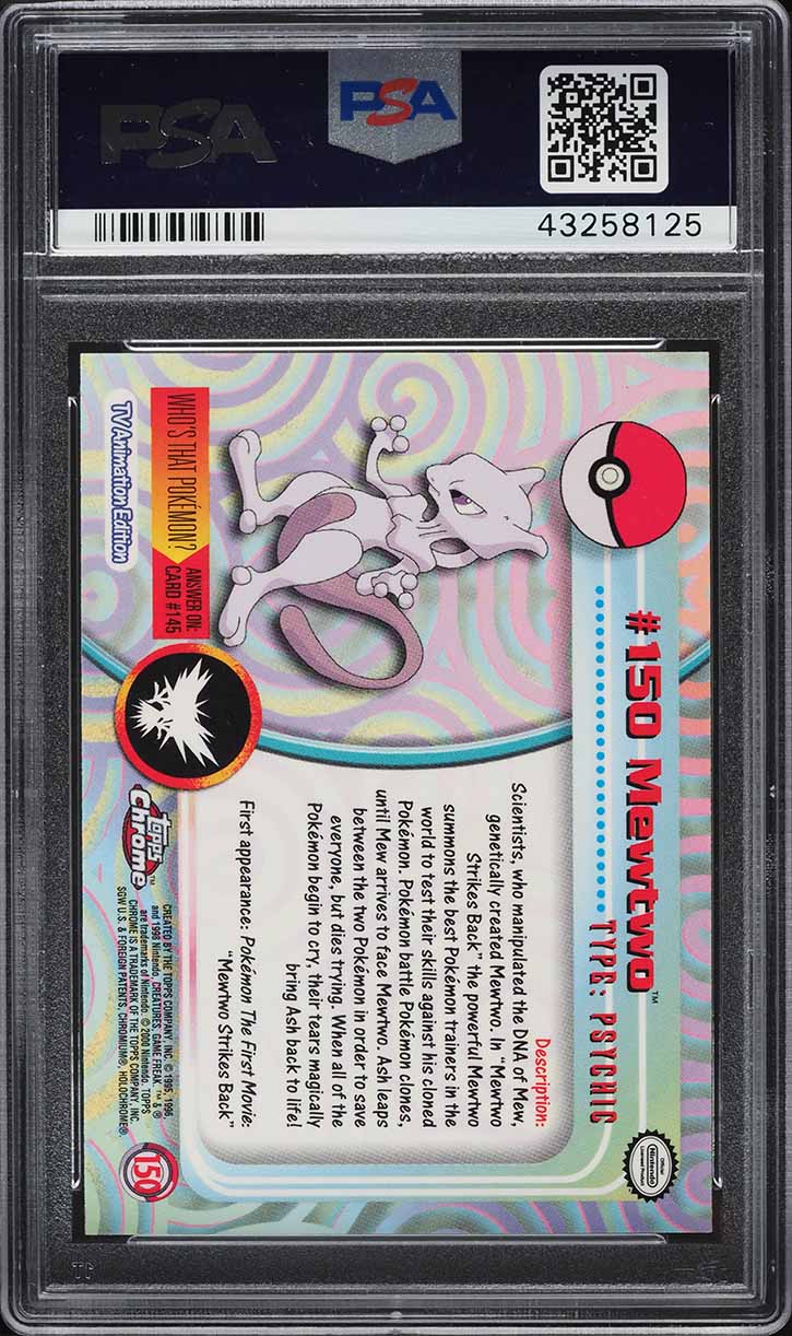 2000 Topps Chrome Pokemon Series 2 Mewtwo #150 PSA 10 GEM MINT