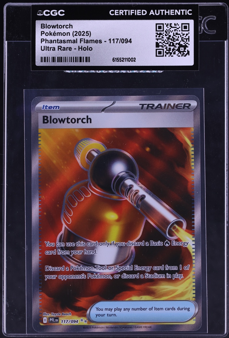 2025 Pokemon Mega Evolution Phantasmal Flames Full Art Blowtorch #117 CGC AUTH