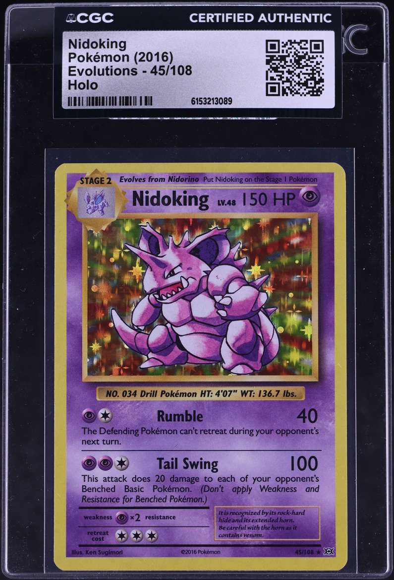 2016 Pokemon XY Evolutions Holo Nidoking #45 CGC AUTH