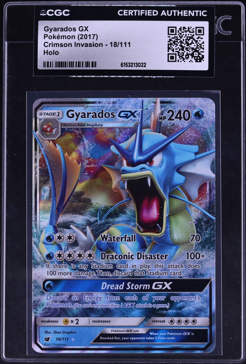 2017 Pokemon Sun & Moon Crimson Invasion Holo Gyarados GX #18 CGC AUTH