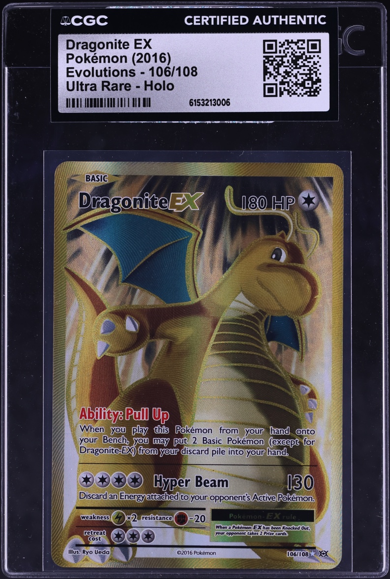 2016 Pokemon XY Evolutions Gold Rare Dragonite EX #106 CGC AUTH