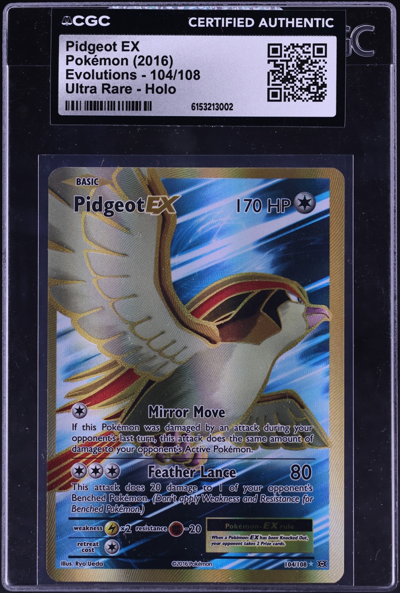 2016 Pokemon XY Evolutions Gold Rare Pidgeot EX #104 CGC AUTH
