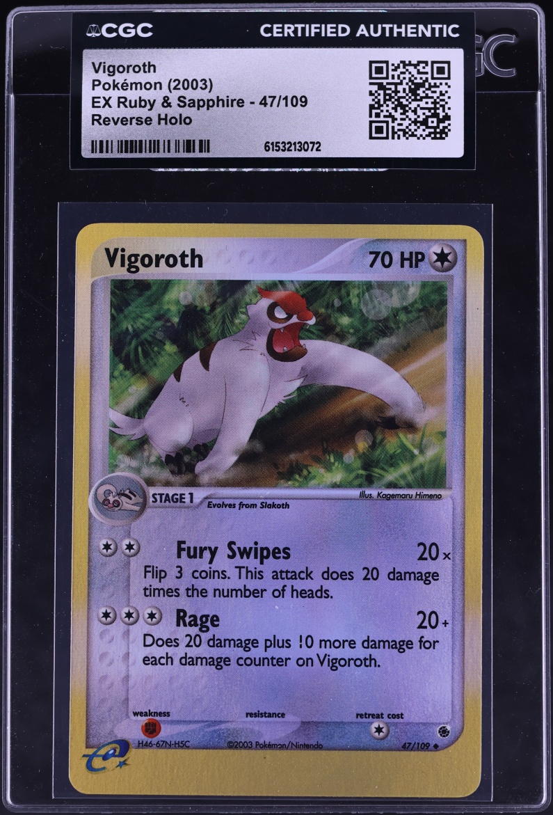 2003 Pokemon EX Ruby & Sapphire Reverse Holo Vigoroth #47 CGC AUTH