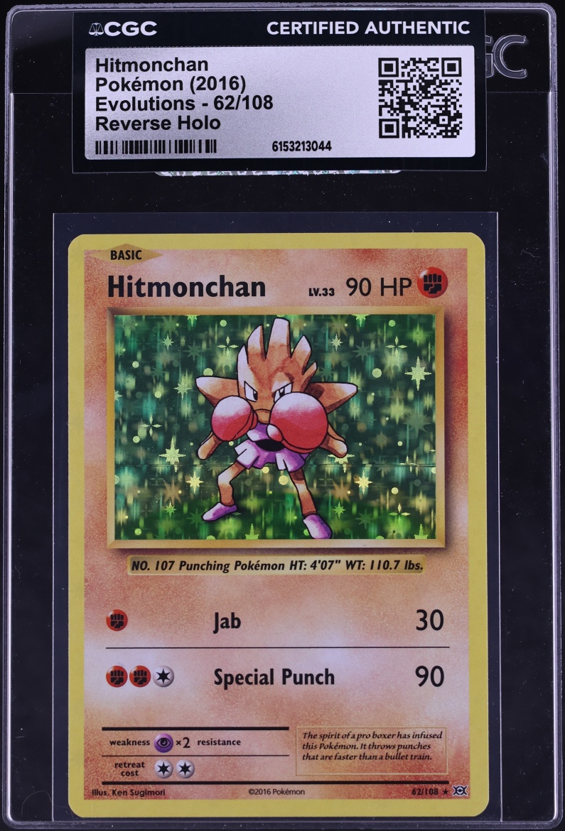 2016 Pokemon XY Evolutions Reverse Holo Hitmonchan #62 CGC AUTH