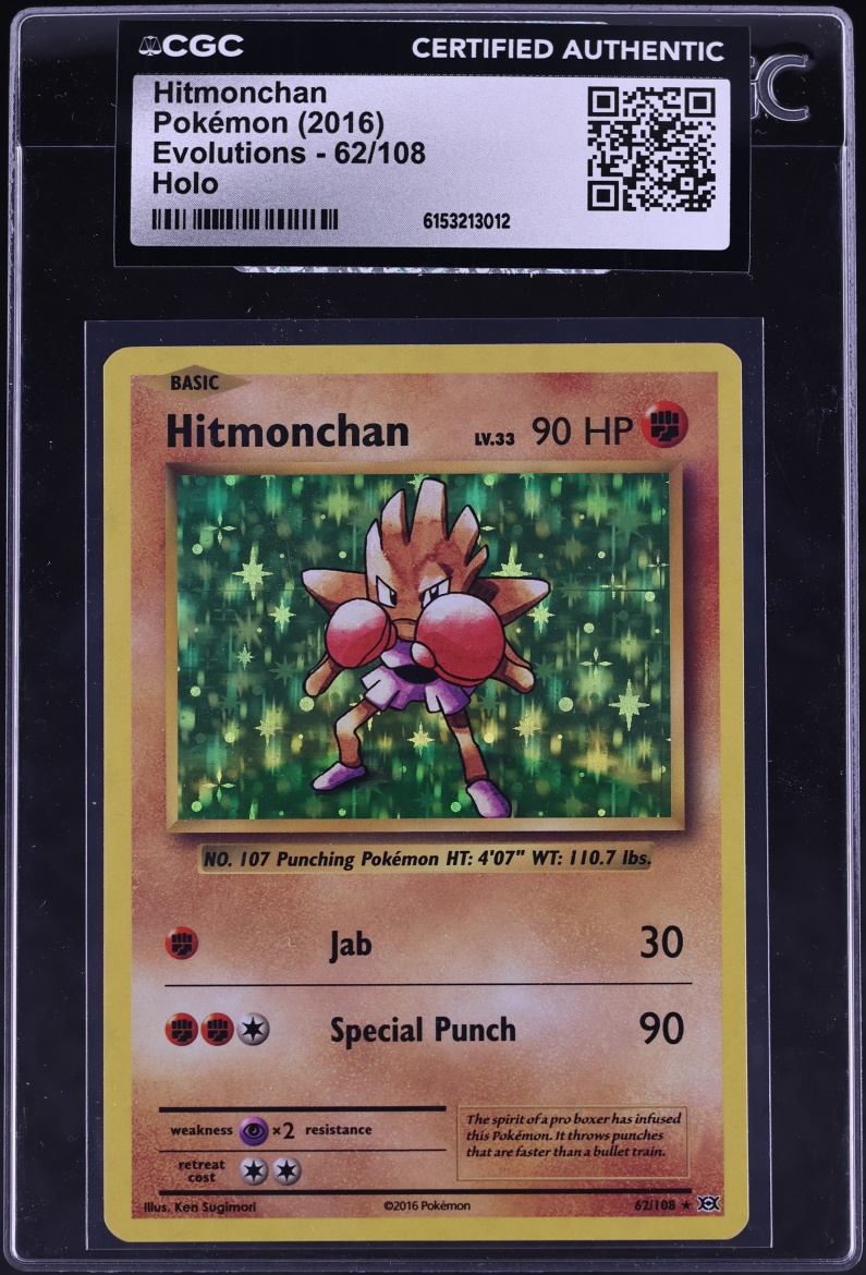 2016 Pokemon XY Evolutions Holo Hitmonchan #62 CGC AUTH