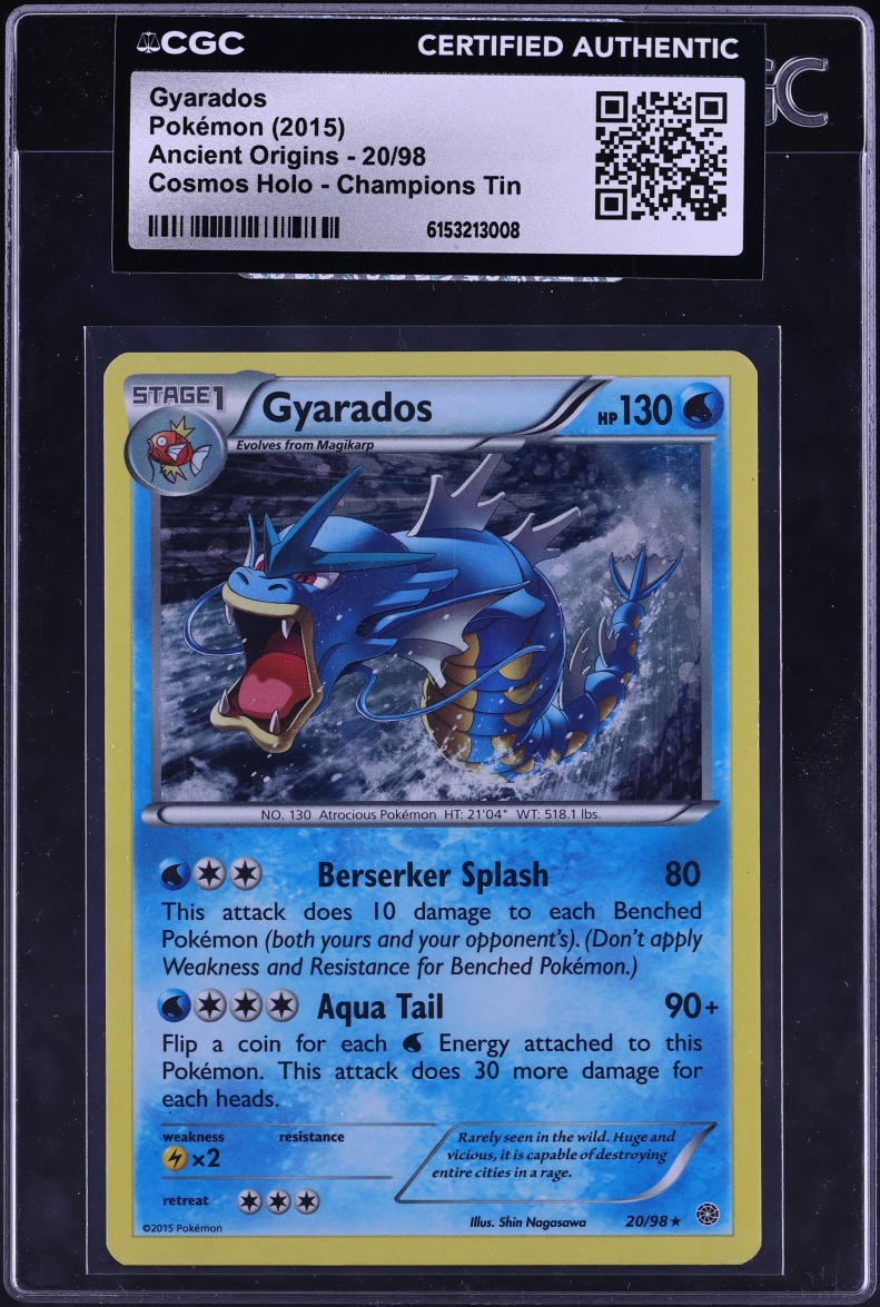 2015 Pokemon XY Ancient Origins Champions Tin Cosmos Holo Gyarados #20 CGC AUTH