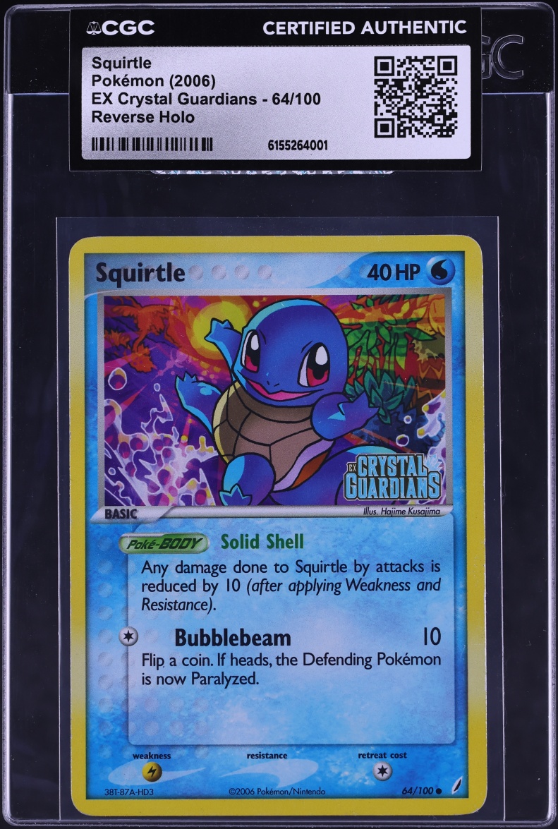 2006 Pokemon EX Crystal Guardians Reverse Holo Squirtle #64 CGC AUTH