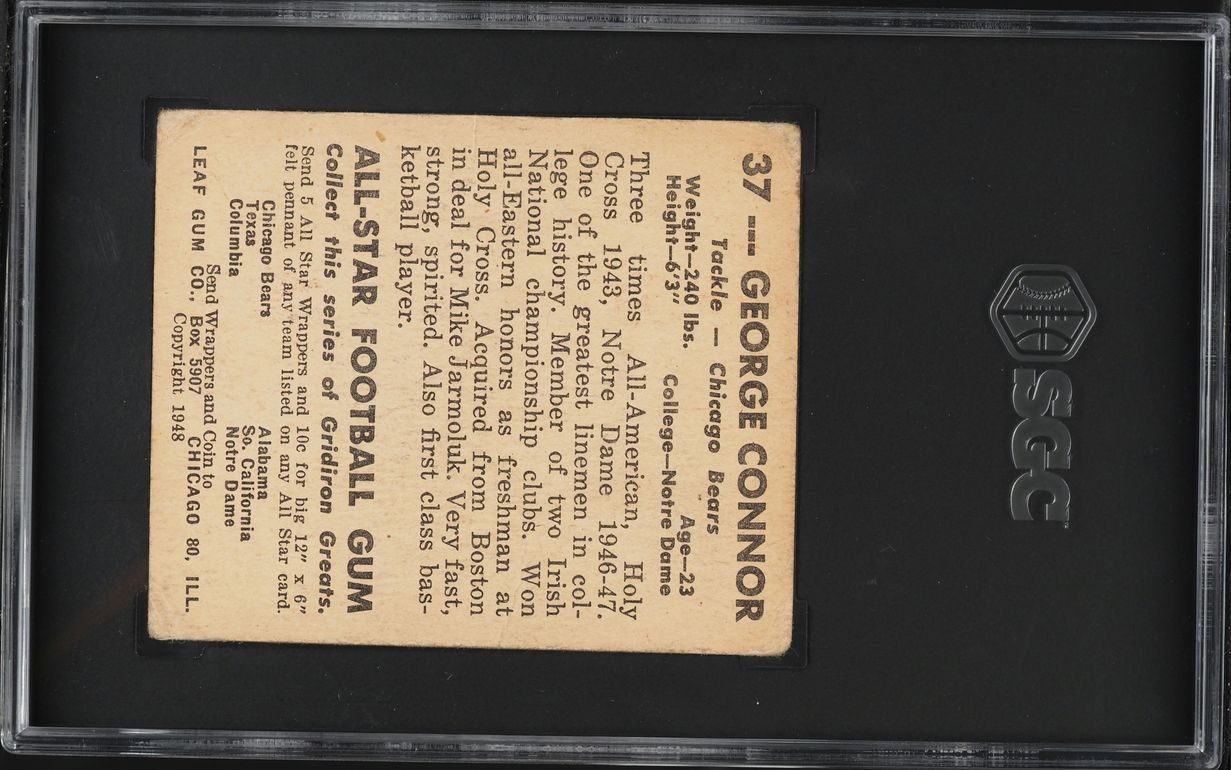 1948 Leaf Football George Connor ROOKIE #37 SGC 1 PR