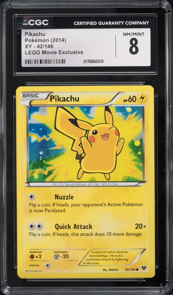 2014 Pokemon XY LEGO Movie Exclusive Pikachu #42 CGC 8 NM-MT