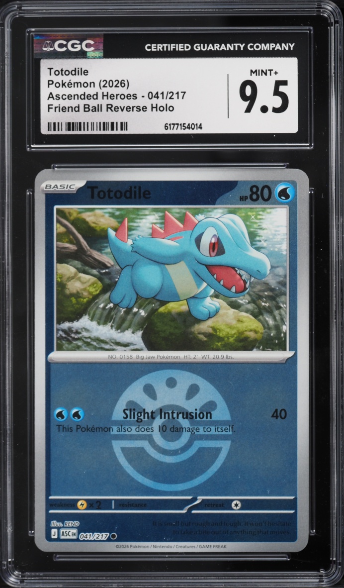 2026 Pokemon Mega Evolution Ascended Heroes Friend Ball Reverse Holo Totodile #41 CGC 9.5 MINT+