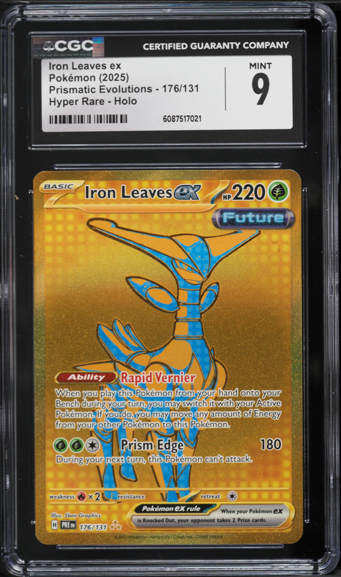 2025 Pokemon Scarlet & Violet Prismatic Evolutions Gold Rare Iron Leaves ex #176 CGC 9 MINT