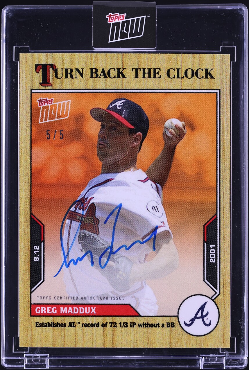 2021 Topps Now Turn Back The Clock Orange Greg Maddux AUTO 5/5 #134D