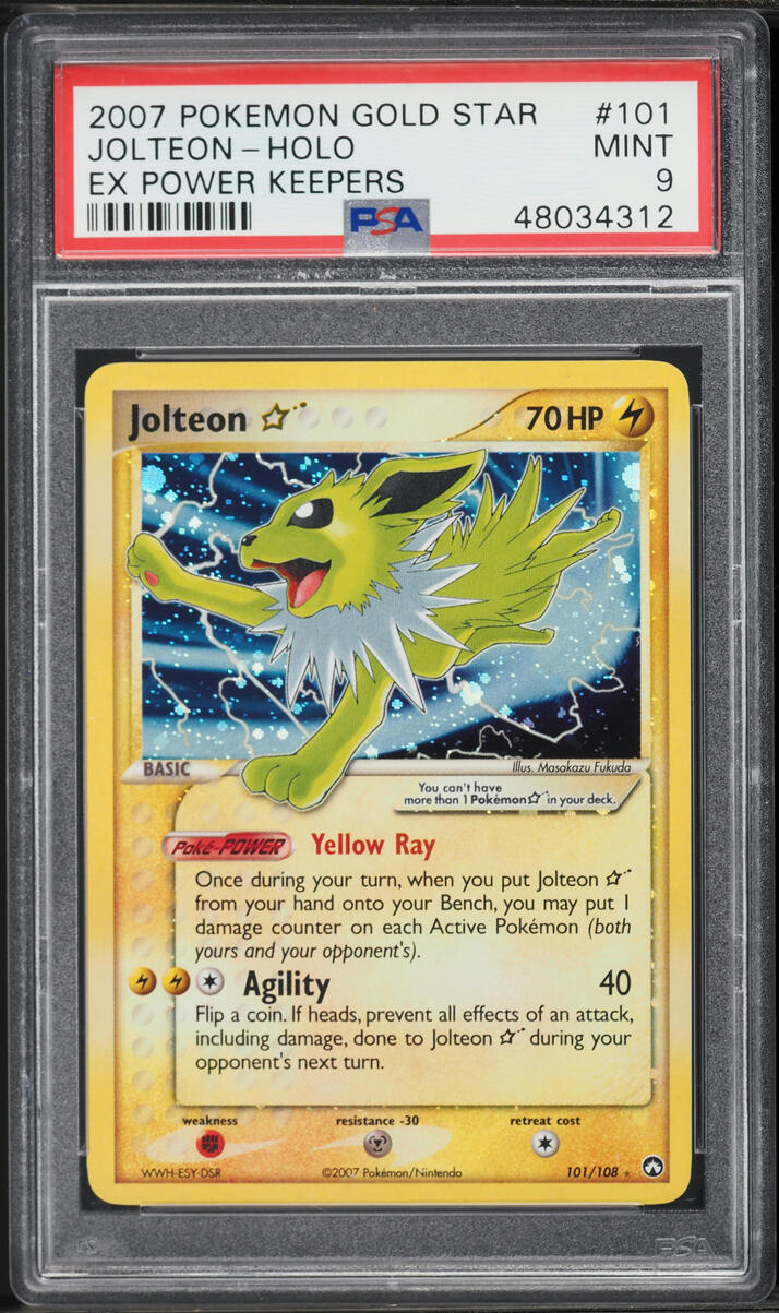 2007 Pokemon EX Power Keepers Holo Jolteon Gold Star #101 PSA 9 MINT