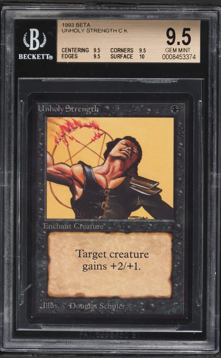 1993 Magic The Gathering MTG Beta Unholy Strength BGS 9.5 GEM MINT