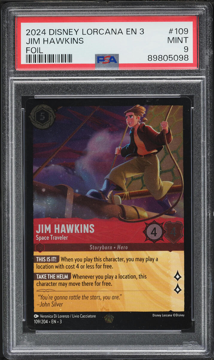 2024 Disney Lorcana Into The Inklands Foil Jim Hawkins Space Traveler #109 PSA 9 MINT