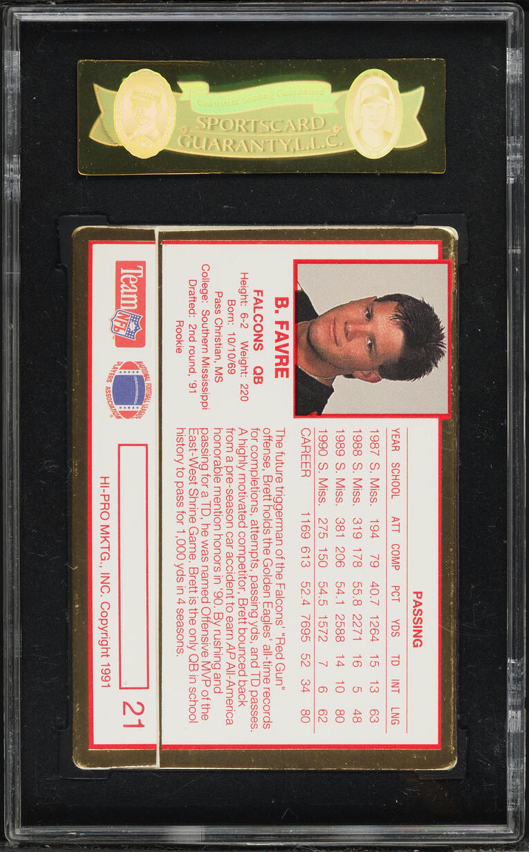 1991 Action Packed Update Brett Favre ROOKIE #21 SGC 9 MINT