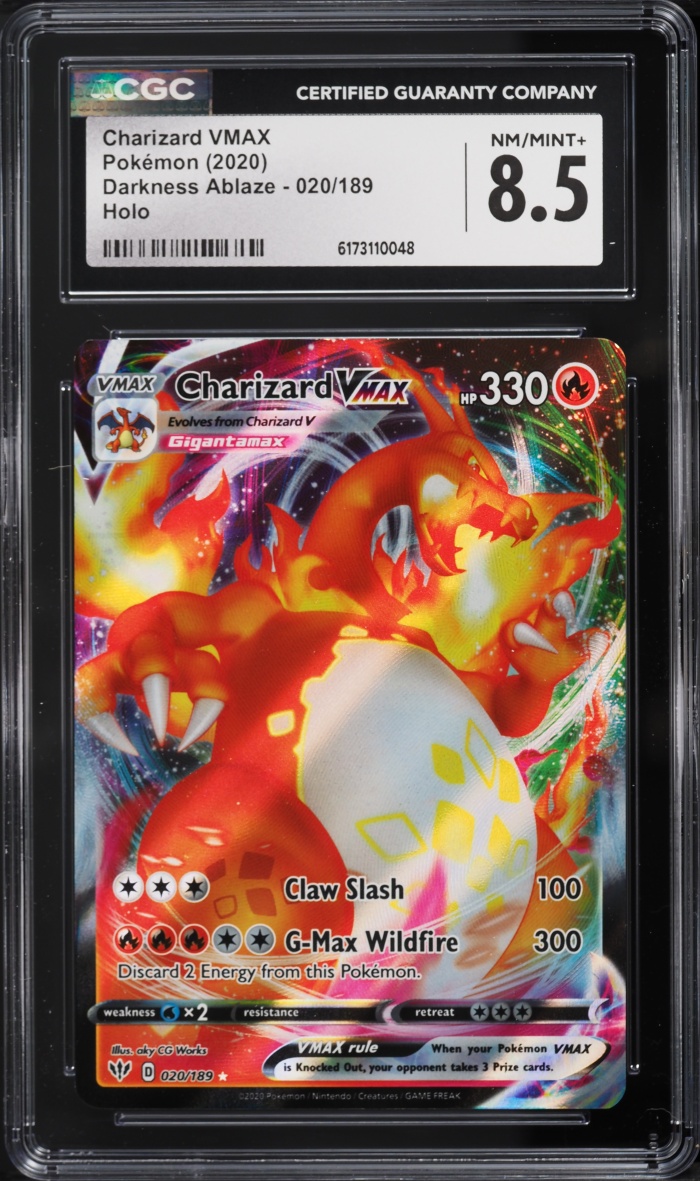 2020 Pokemon Sword & Shield Darkness Ablaze Full Art Charizard VMAX #20 CGC 8.5 NM-MT+