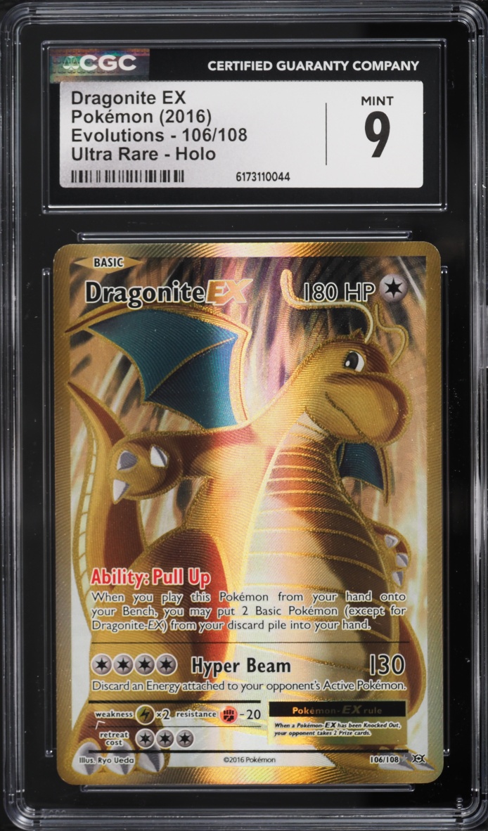 2016 Pokemon XY Evolutions Gold Rare Dragonite EX #106 CGC 9 MINT