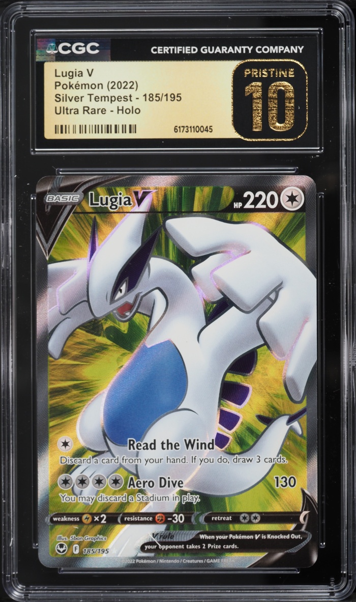 2022 Pokemon Sword & Shield Silver Tempest Full Art Lugia V #185 CGC 10 PRISTINE