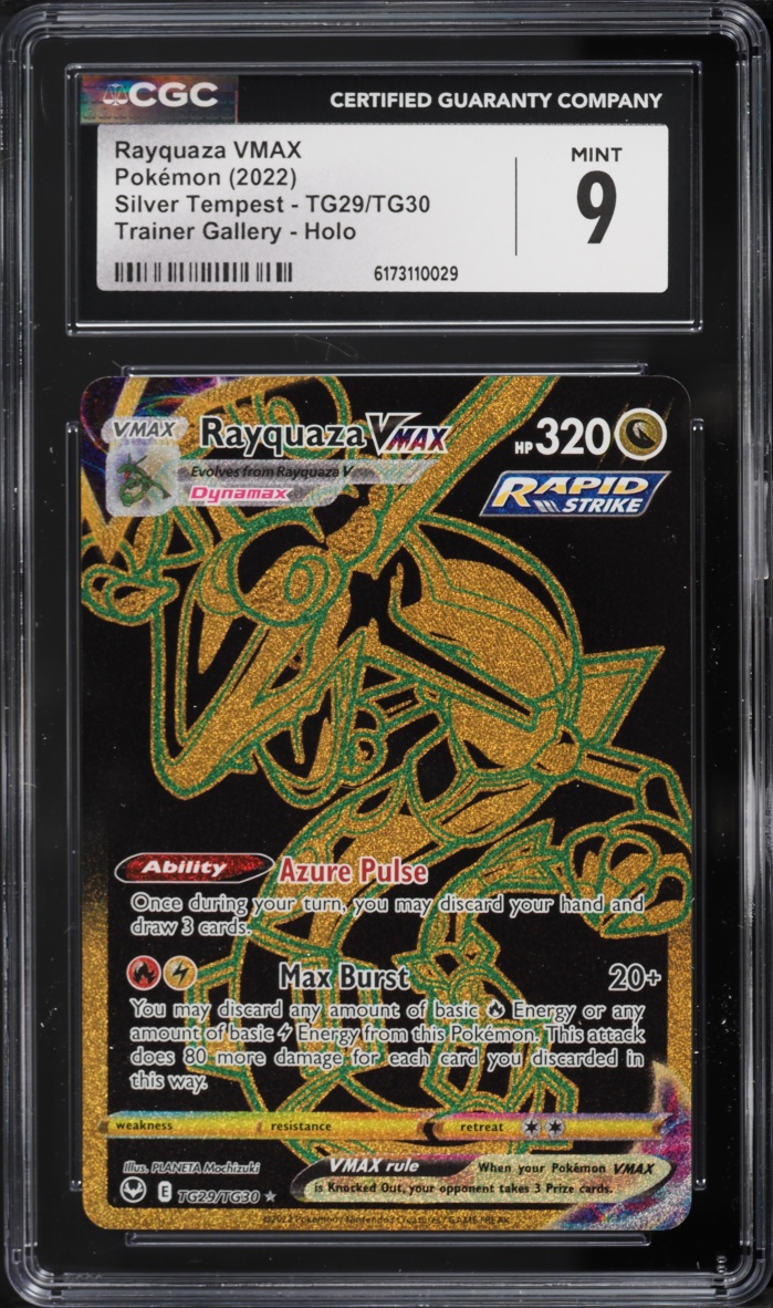 2022 Pokemon Sword & Shield Silver Tempest Full Art Rayquaza VMAX #TG29 CGC 9 MINT