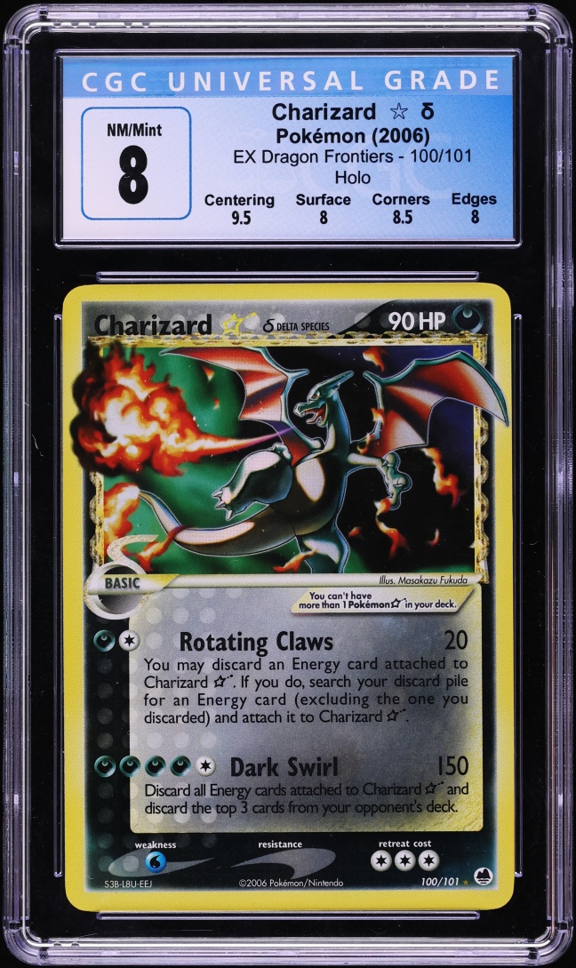 2006 Pokemon EX Dragon Frontiers Holo Gold Star Charizard #100 CGC 8 NM-MT