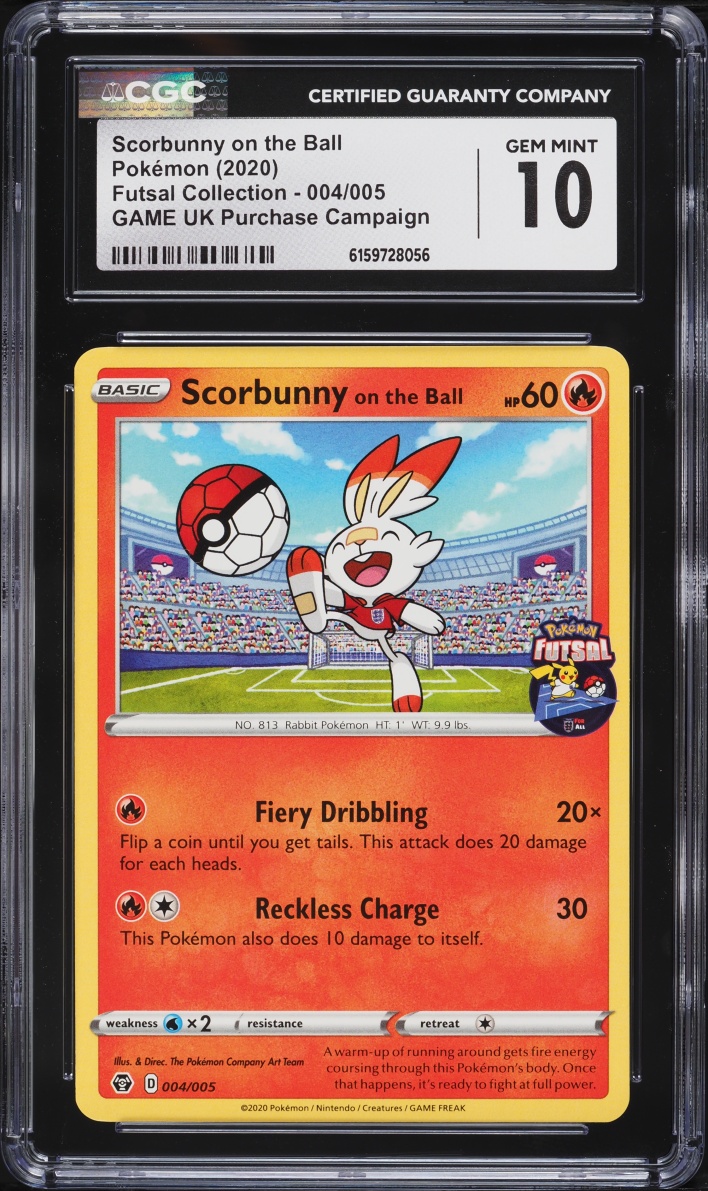 2020 Pokemon Sword & Shield Futsal Collection GAME UK Purchase Scorbunny On The Ball #4 CGC 10