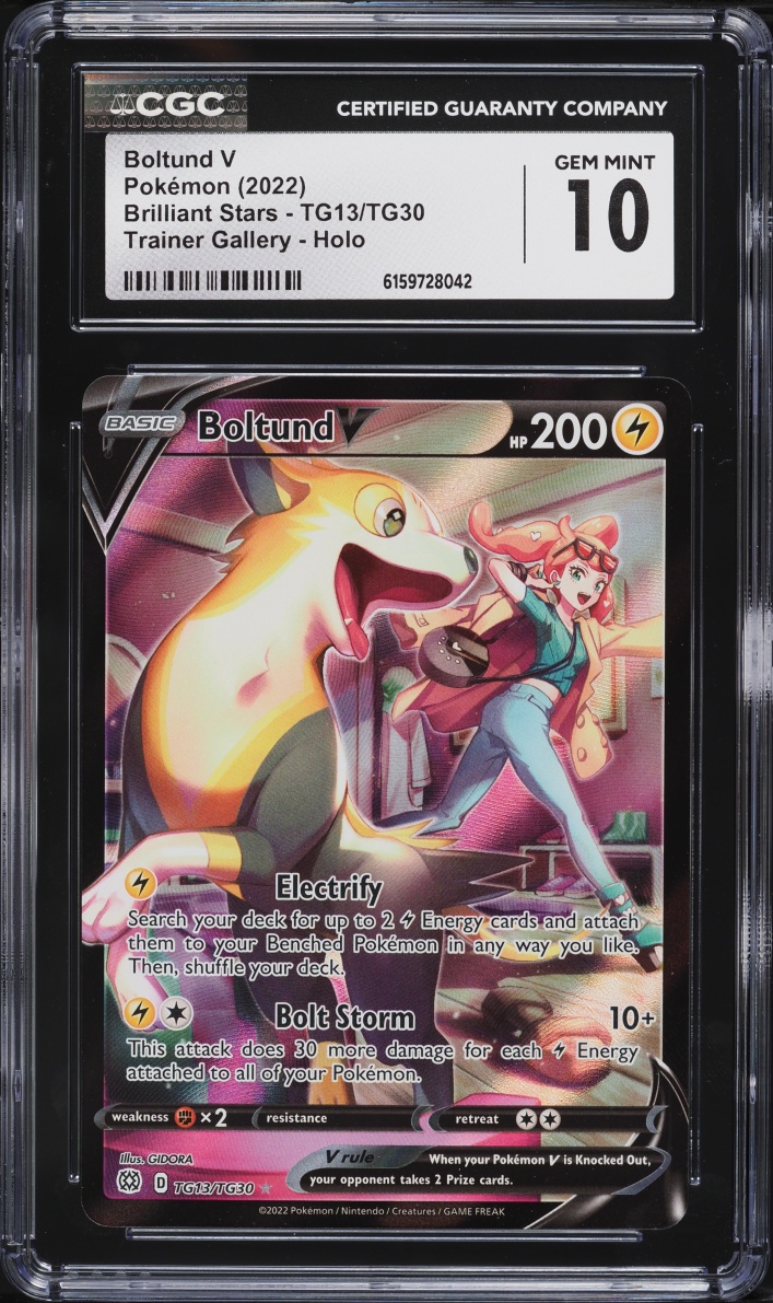 2022 Pokemon Sword & Shield Brilliant Stars Trainer Gallery CHR Boltund V #TG13 CGC 10 GEM MINT