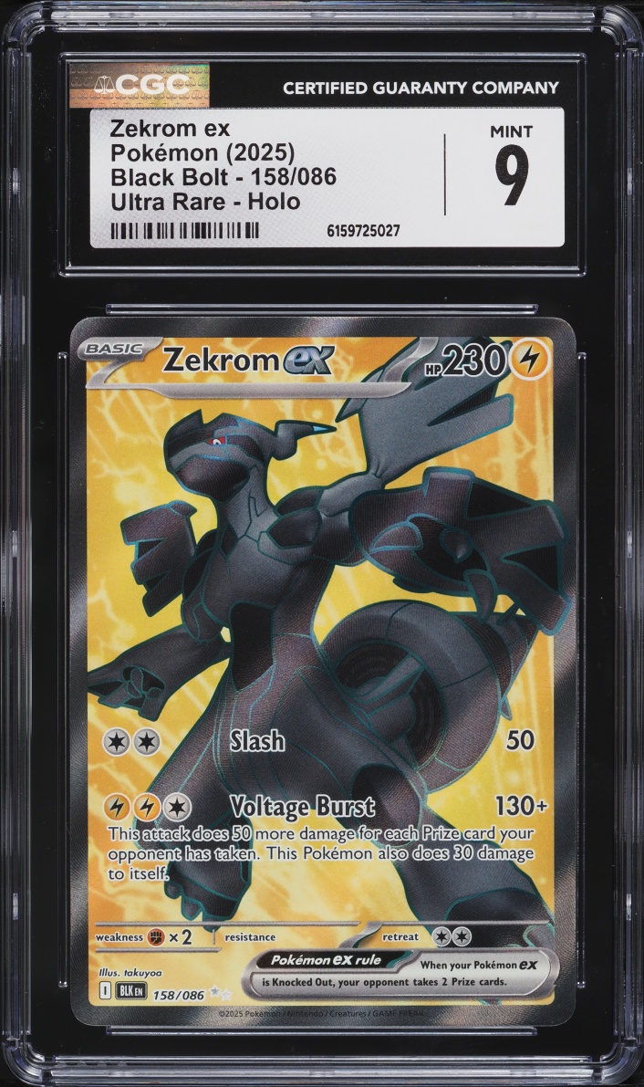 2025 Pokemon Scarlet & Violet Black Bolt Full Art Zekrom EX #158 CGC 9 MINT