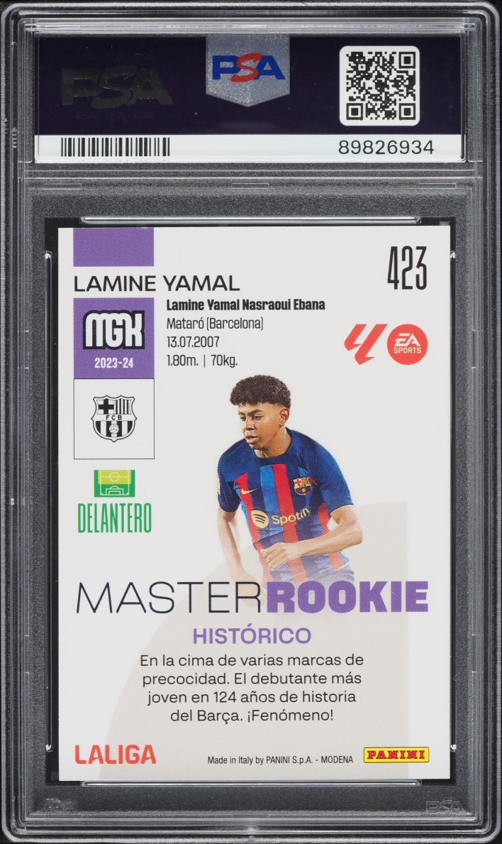 2023 Panini LaLiga Mega Cracks EA Sports Master Lamine Yamal ROOKIE #423 PSA 9 MINT
