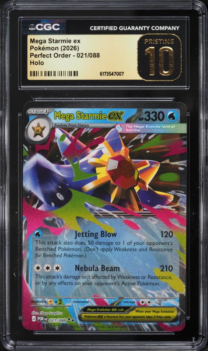 2026 Pokemon Mega Evolution Perfect Order Holo Mega Starmie ex #21 CGC 10 PRISTINE