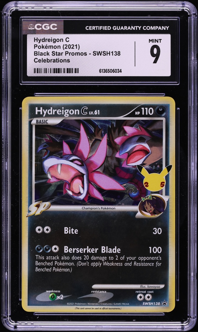 2021 Pokemon Sword & Shield Promo Celebrations Holo Hydreigon C #SWSH138 CGC 9 MINT