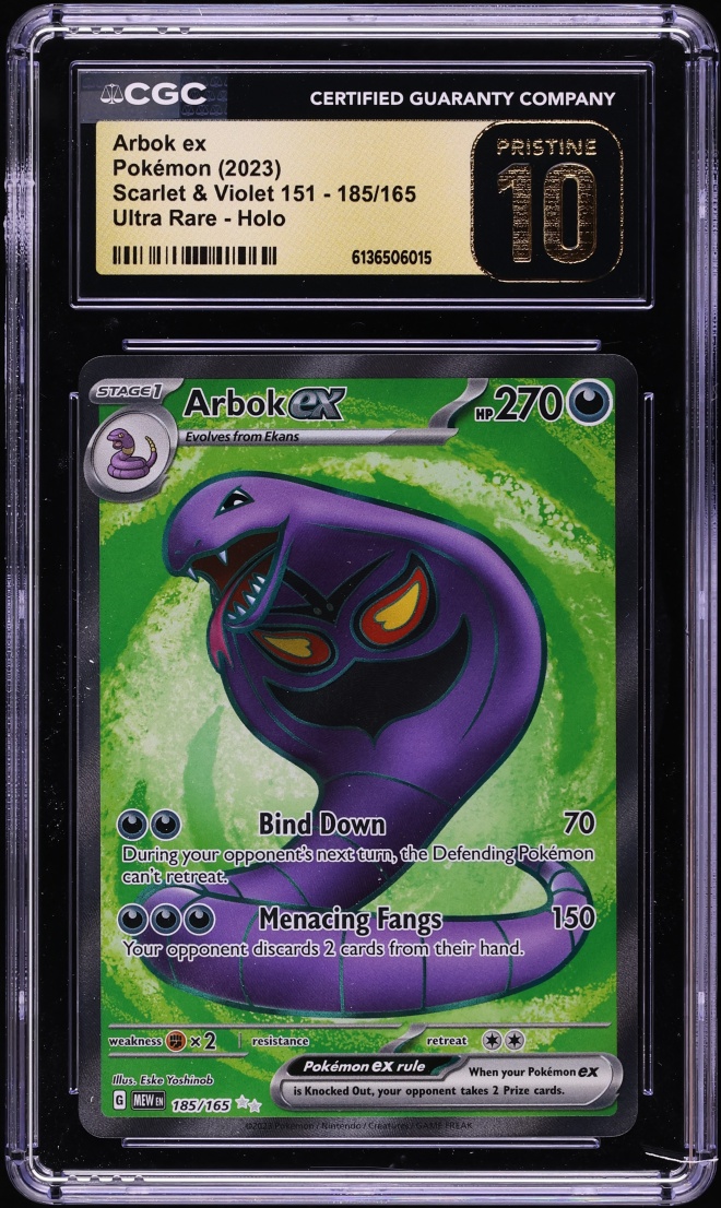 2023 Pokemon Scarlet & Violet 151 Full Art Arbok EX #185 CGC 10 PRISTINE