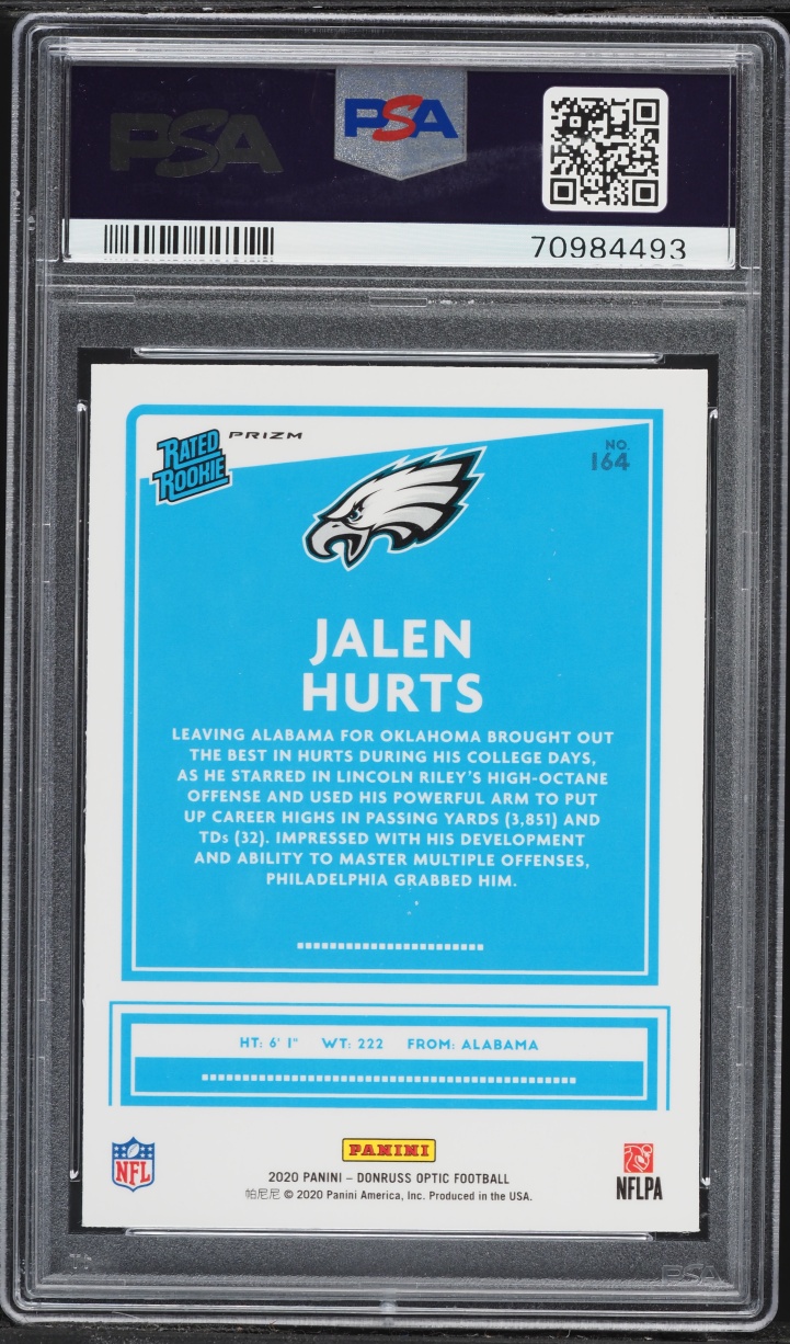 2020 Donruss Optic Holo Jalen Hurts ROOKIE #164 PSA 9 MINT