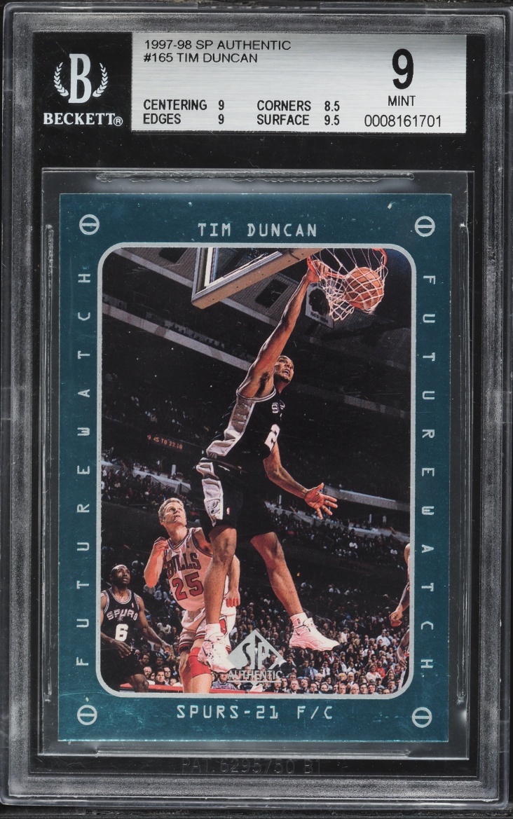 1997 SP Authentic Tim Duncan ROOKIE #165 BGS 9 MINT