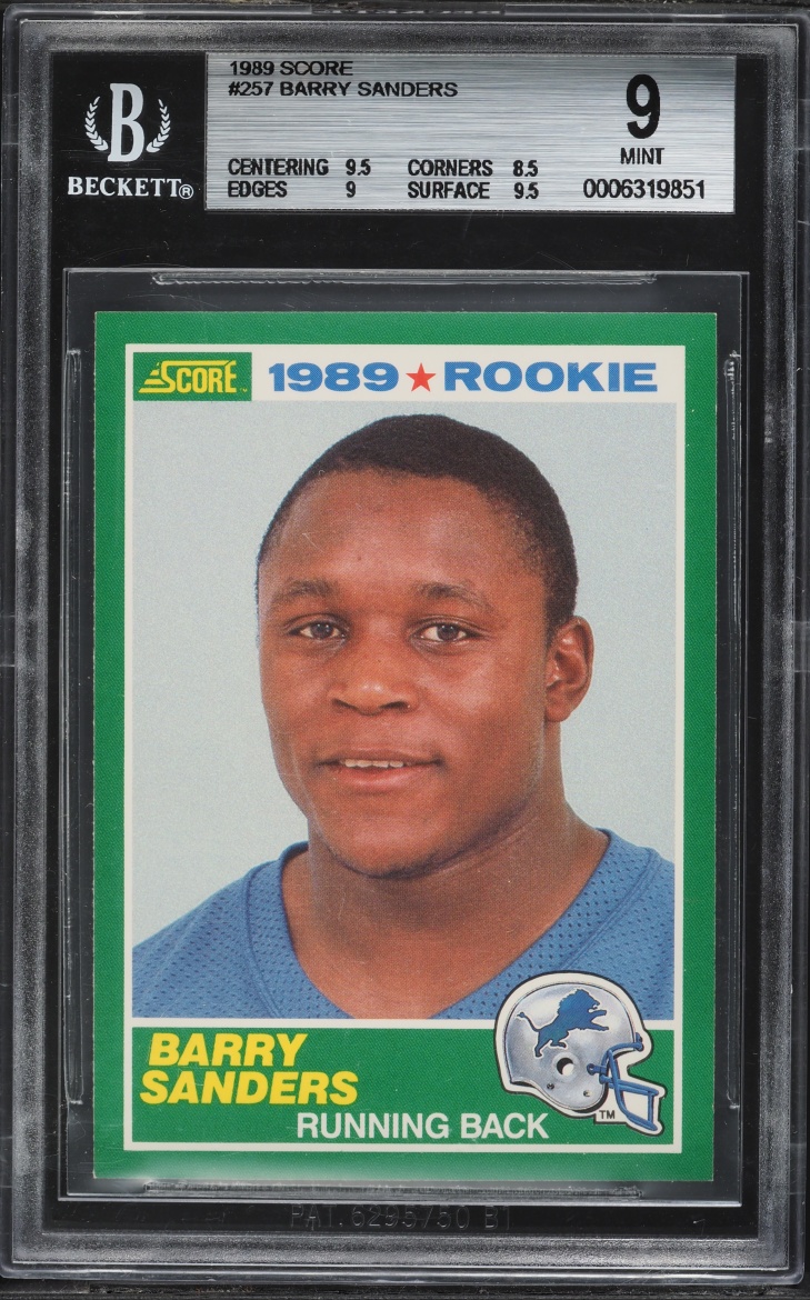 1989 Score Football Barry Sanders ROOKIE #257 BGS 9 MINT
