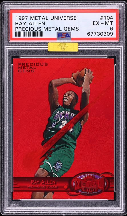 1997 Metal Universe Precious Metal Gems PMG Red Ray Allen /100 #104 MBA PSA 6 EXMT