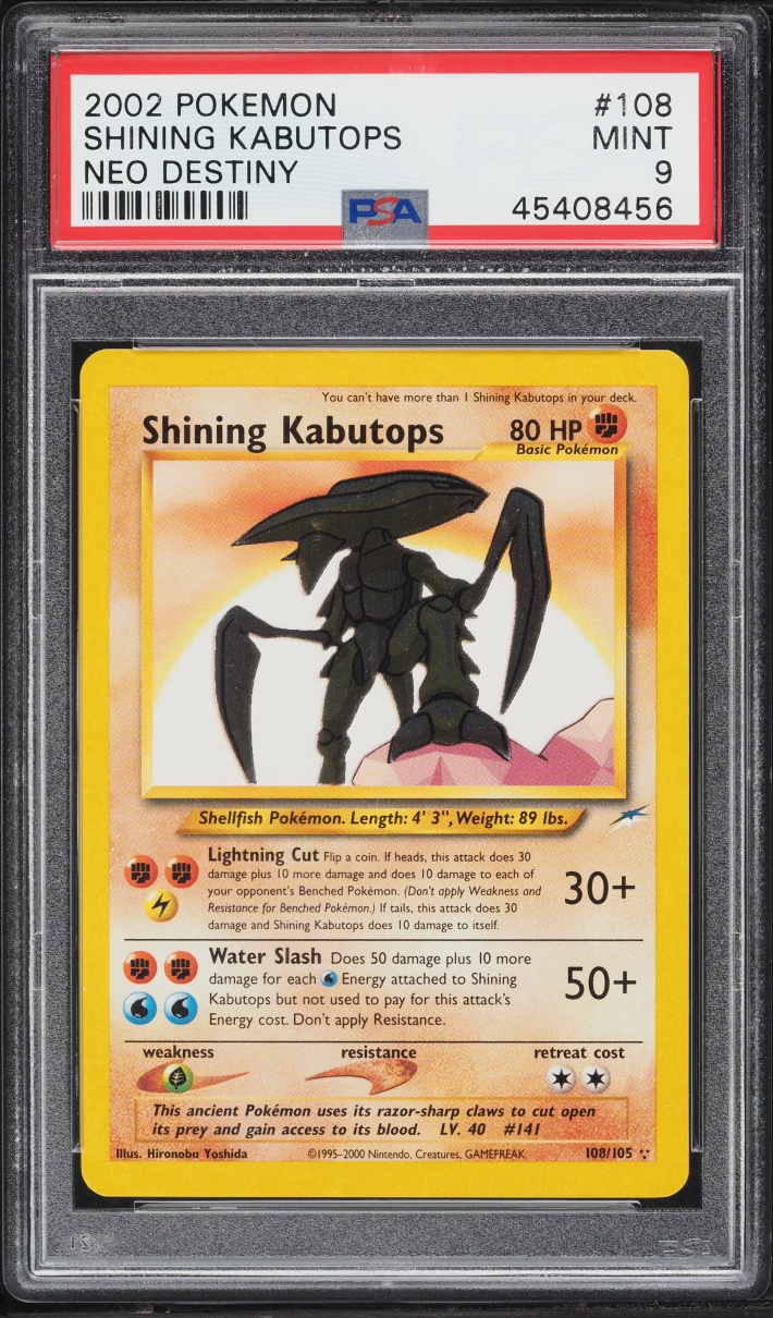 2002 Pokemon Neo Destiny Shining Kabutops #108 PSA 9 MINT