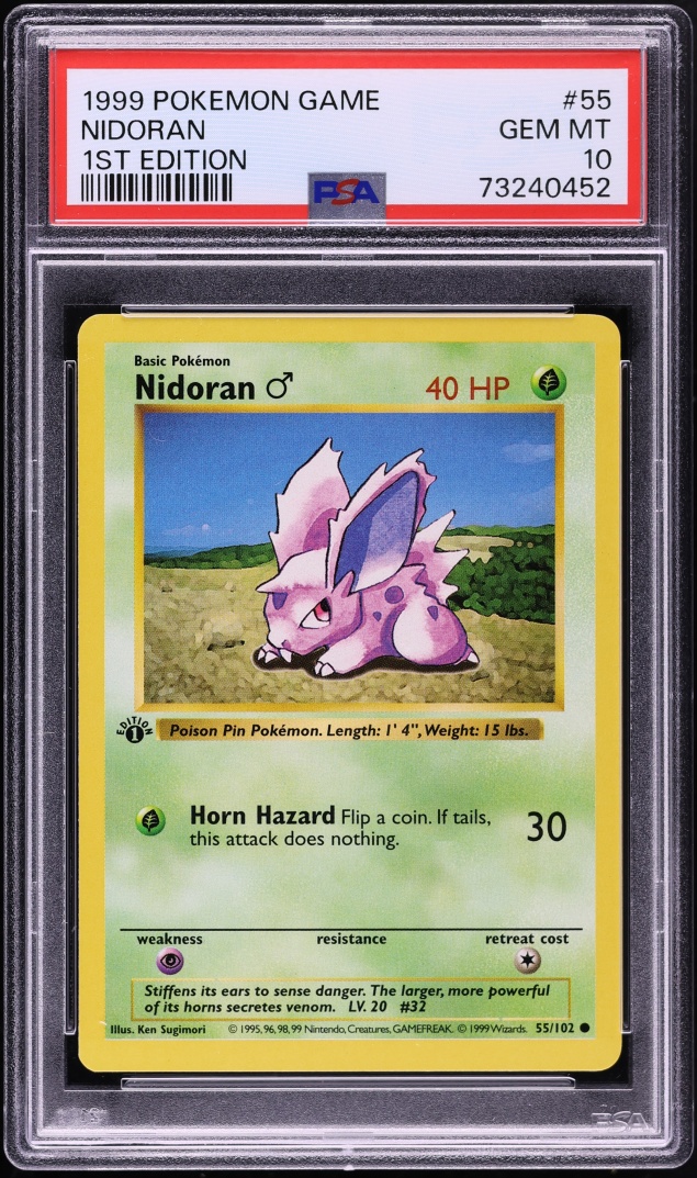 1999 Pokemon Base Set Shadowless 1st Edition Nidoran #55 PSA 10 GEM MINT