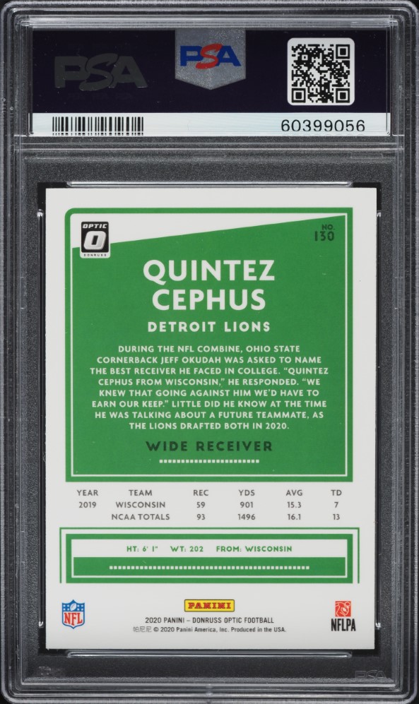 2020 Donruss Optic Quintez Cephus ROOKIE #130 PSA 9 MINT