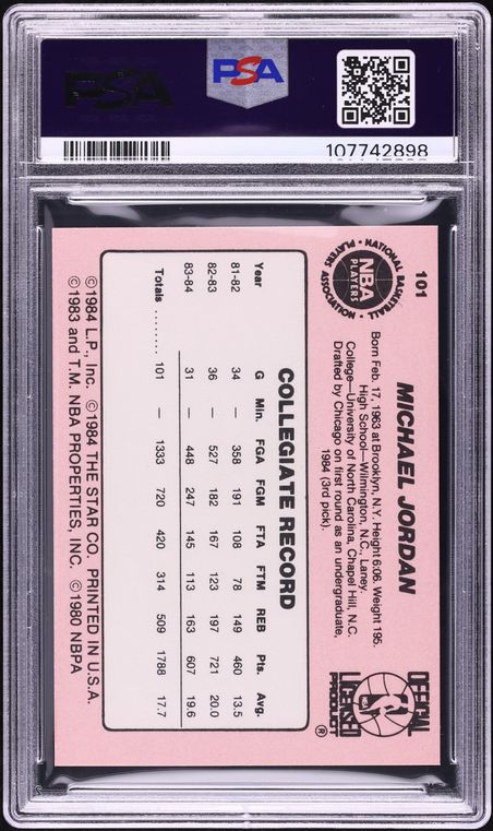 1984 Star Basketball Michael Jordan ROOKIE #101 PSA 7.5 NRMT+
