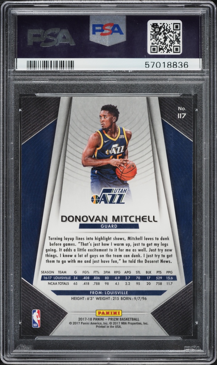 2017 Panini Prizm Donovan Mitchell ROOKIE #117 PSA 9 MINT