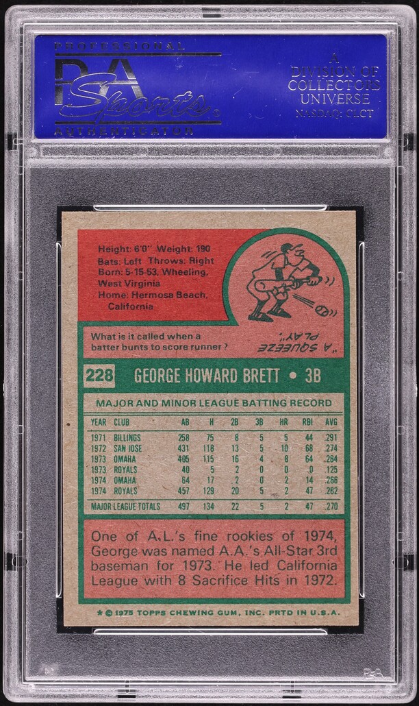 1975 Topps Mini George Brett ROOKIE #228 PSA 7 NRMT