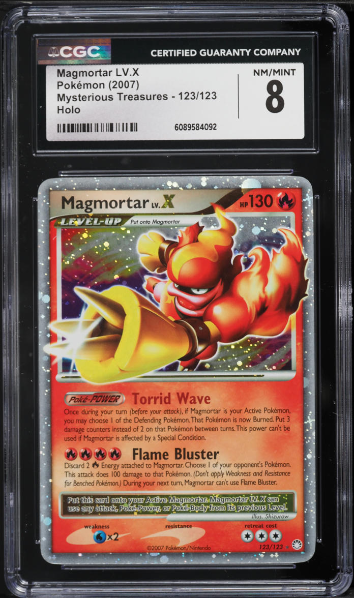 2007 Pokemon Diamond & Pearl Mysterious Treasures Holo Magmortar Lv. X #123 CGC 8 NM-MT