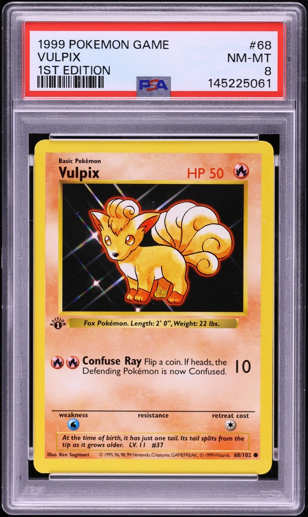 1999 Pokemon Base Set Shadowless 1st Edition Vulpix #68 PSA 8 NM-MT