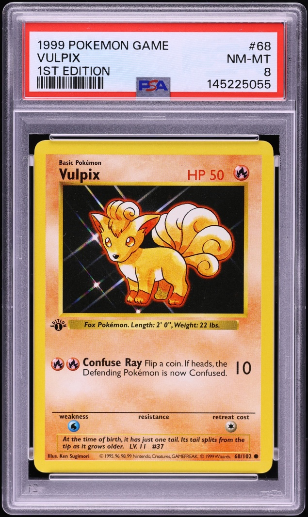 1999 Pokemon Base Set Shadowless 1st Edition Vulpix #68 PSA 8 NM-MT