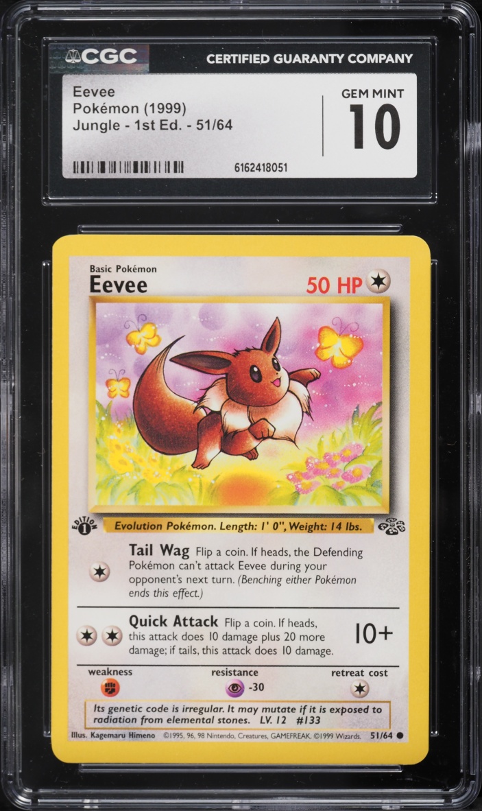 1999 Pokemon Jungle 1st Edition Eevee #51 CGC 10 GEM MINT