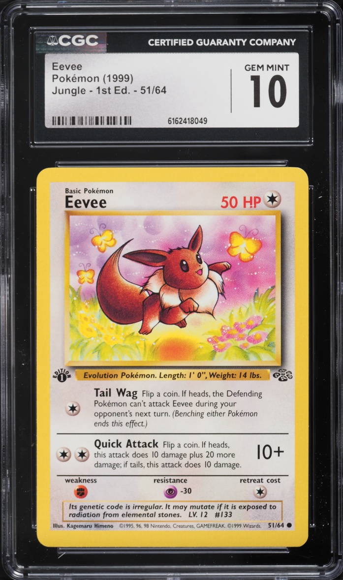 1999 Pokemon Jungle 1st Edition Eevee #51 CGC 10 GEM MINT