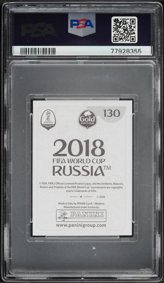 2018 Panini World Cup Stickers Gold Cristiano Ronaldo #130 PSA 9 MINT